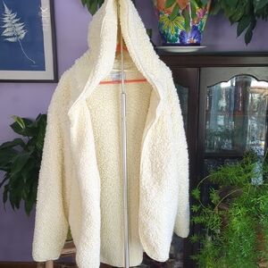 Urban Outfitters Cream Sherpa Hooded Jacket